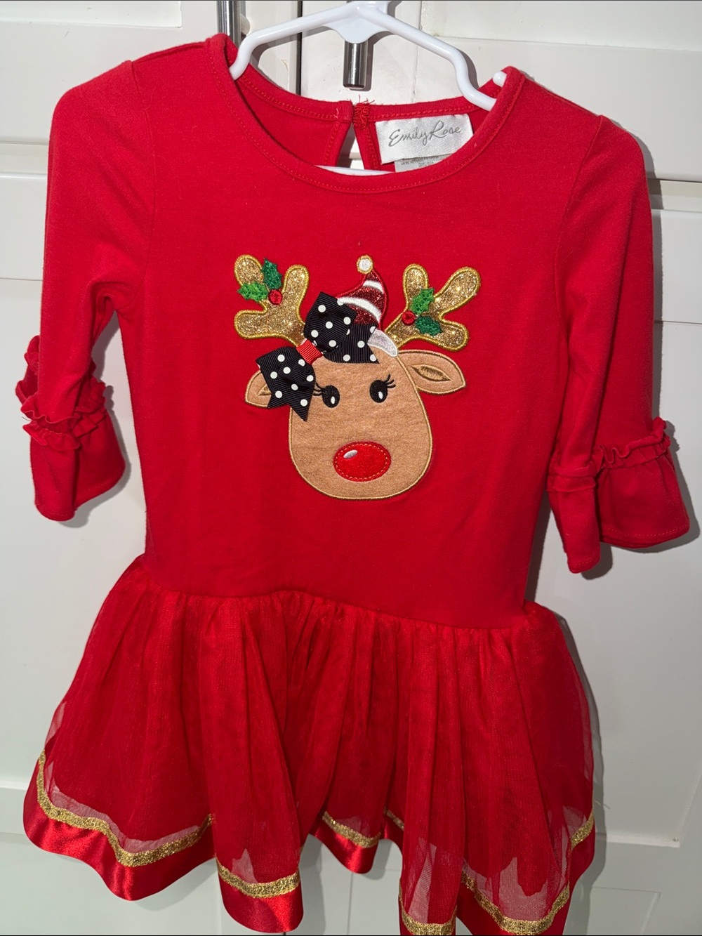 Emily Rose Bright Red Girls' Reindeer Tutu Dress